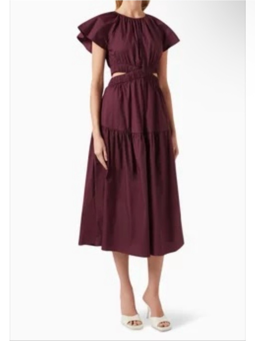 Minkpink Burgundy Midi Cutout Dress